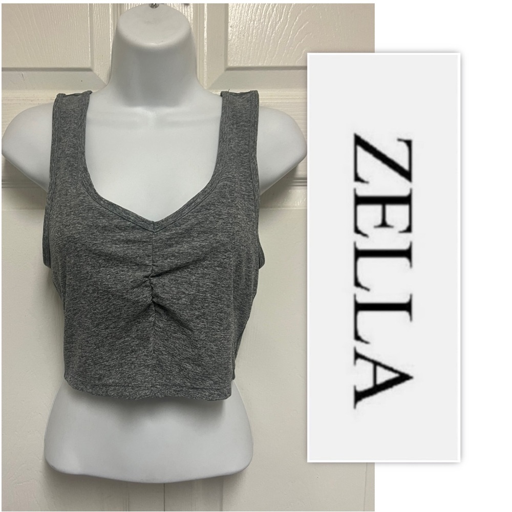 Zella Wellness Space Grey Cross Strap Cinch Chest Sports Bralette